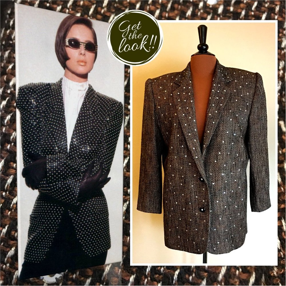 Vintage 80's CRISCIONE Rhinestone Embellished Jacket Blazer 🕺💎